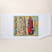 57シボパーソナライズされたーガレージ ビーチタオル (正面)