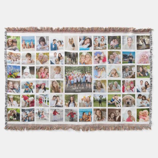 57モダンフォトコラージュパーソナライズされた スローブランケット (正面)