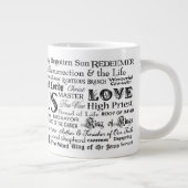 「57人のイエスの名前」白のジャンボマグブラック ジャンボコーヒーマグカップ (右)