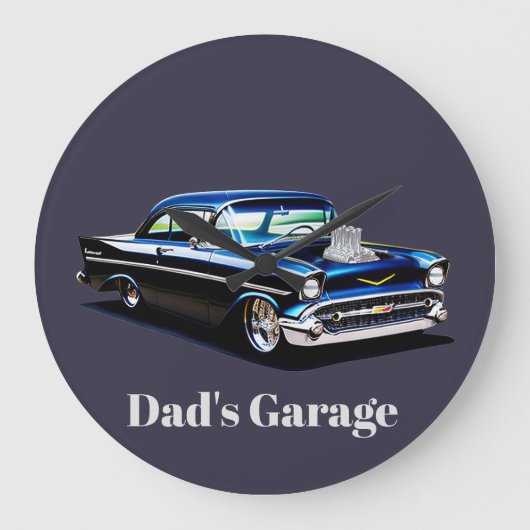 57吹クラシック車の筋肉通り棒 ラージ壁時計 (正面)