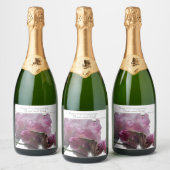 57周年記念結婚ピンクロードデンドロン スパークリングワインラベル (ボトル)