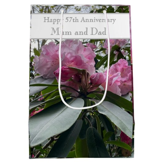 57周年記念結婚ピンクロードデンドロン ミディアムペーパーバッグ (裏面)