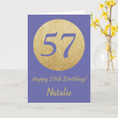 57歳の誕生日おめでとう ゴールドグリッター カード (黄色い花)
