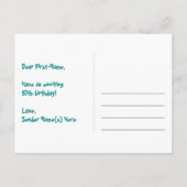 57歳の誕生日おめでとう：楽しいスター柄、虹57、名前 ポストカード (裏面)