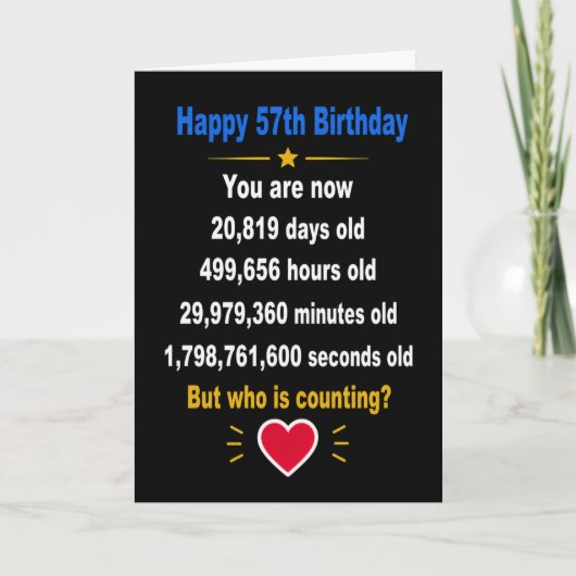 57歳の誕生日おめでとう!面白いマイルストーンギフト カード (正面)