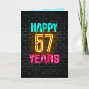 57歳の誕生日にネオンのサインが入る カード