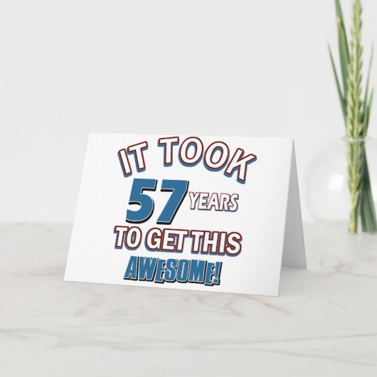 57歳の誕生日のデザイン カード (正面)