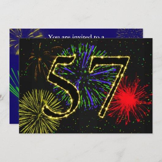 57歳の誕生日パーティーを招待する 招待状 (正面/裏面)