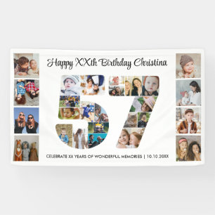 57歳の誕生日パーティーナンバー57フォトコラージュ 横断幕