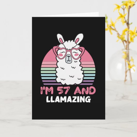 57歳Bday Llamazing 57誕生日Llama カード (黄色い花)