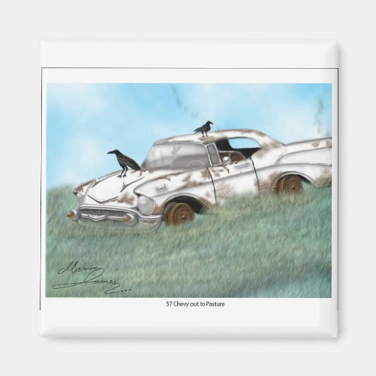 57牧草地に山形。 マグネット (正面)