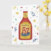 57番目の誕生日おもしろいケチャップボトル カード (黄色い花)