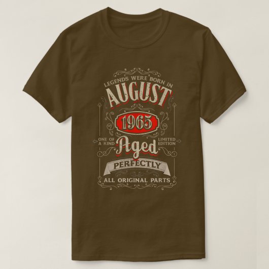 57番目の誕生日レジ生まれェンド1965 57歳 Tシャツ (デザイン正面)