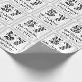 57番目の誕生日:インスパイアアールデコスタイル「57」 +名前 ラッピングペーパー (角)