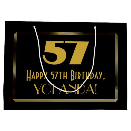 57番目の誕生日:インスパイアアールデコ「57」の外観と名前 ラージペーパーバッグ (裏面)