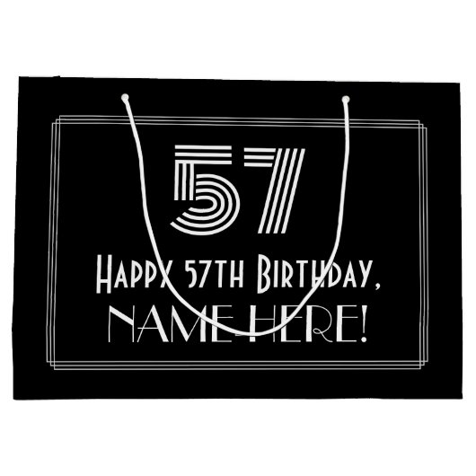 57番目の誕生日:インスパイアアールデコ「57」の外観と名前 ラージペーパーバッグ (裏面)