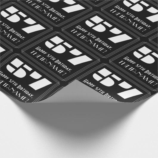 57番目の誕生日:インスパイアアールデコ「57」の検索と名前 ラッピングペーパー (角)