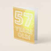 57誕生日はっきりした:「57歳！」 ゴールドフォイルカード 箔カード (正面)
