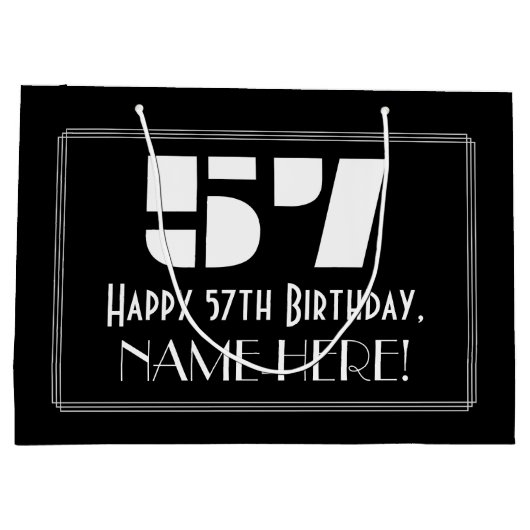 57誕生日インスパイア~アールデコルック"57" +名前 ラージペーパーバッグ (裏面)