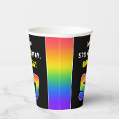 57誕生日カラフル:レインボー# 57,名前をカスタムする 紙コップ (右)