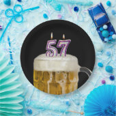 57誕生日ビールオンブラック紙プレート ペーパープレート (パーティー)