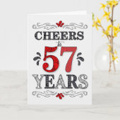 57誕生日応援の赤い白の黒のパターン カード (黄色い花)