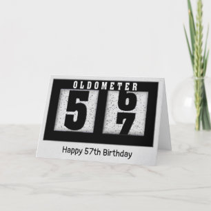 57誕生日用の黒い走行距離 カード