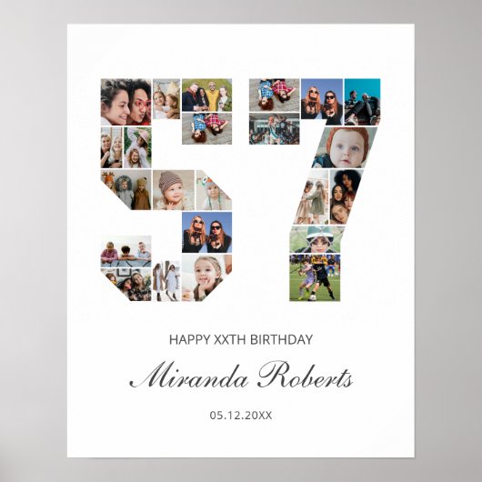 57誕生日番号57カスタムフォトコラージュ ポスター (正面)