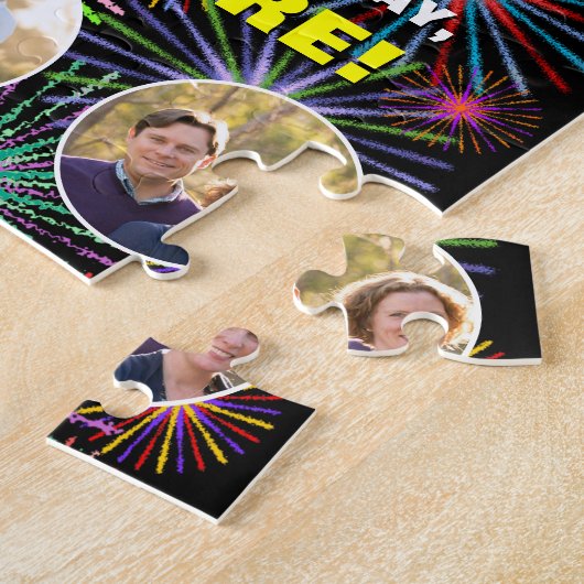 57誕生日:おもしろいレインボー#,名前をカスタムする+写真 ジグソーパズル (側面)