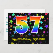 57誕生日:おもしろい星パターン，虹57，名前 ポストカード (正面/裏面)