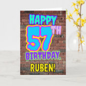 57誕生日-おもしろい、アーバングラフィティインスパイアルック カード (黄色い花)