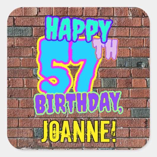 57誕生日-おもしろい、アーバングラフィティインスパイアルック スクエアシール (正面)