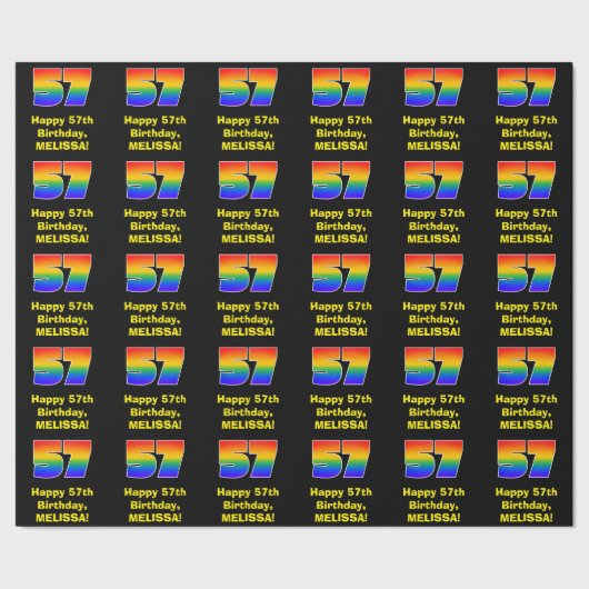 57誕生日:おもしろい、カラフルレインボーインスパイア# 57 ラッピングペーパー (シーム)