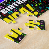 57誕生日:おもしろい、カラフル音楽シンボル、「57」 ジグソーパズル (側面)