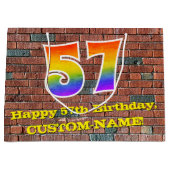57誕生日:おもしろい、グラフィティインスパイアレインボーー# 57 ラージペーパーバッグ (正面)
