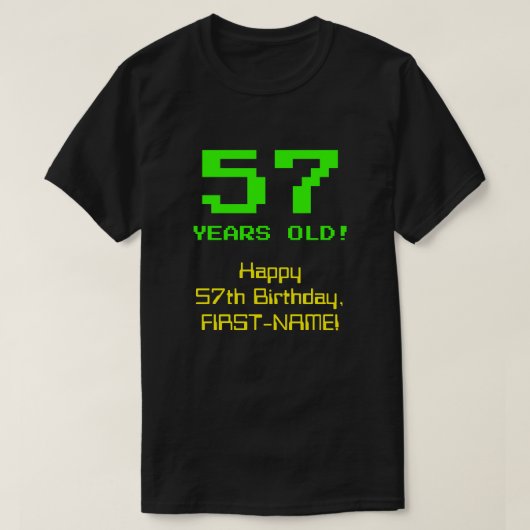 57誕生日:おもしろい、8ビットルック、Nerdy/オタク系の「57」 Tシャツ (デザイン正面)