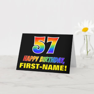 57誕生日:はっきりした,おもしろい,シンプル虹, 57 カード