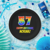 57誕生日:はっきりした,おもしろい,シンプル虹， 57 ペーパープレート (パーティー)