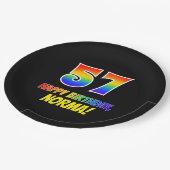 57誕生日:はっきりした,おもしろい,シンプル虹， 57 ペーパープレート (アングル)