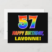 57誕生日:はっきりした,おもしろい,シンプル虹, 57 ポストカード (正面/裏面)