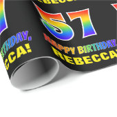 57誕生日:はっきりした,おもしろい,シンプル虹, 57 ラッピングペーパー (ロールコーナー)