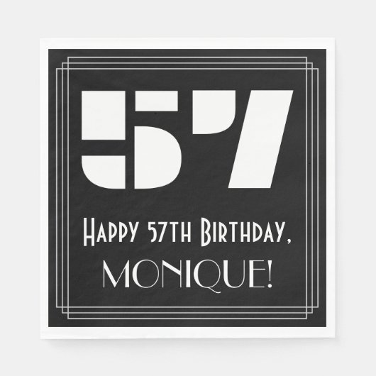 57誕生日:インスパイアアールデコ検索"57" +名前 スタンダードランチョンナプキン (正面)