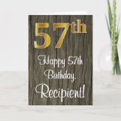 57誕生日:エレガントフェイク金ゴールドルック#,フェイク Wood カード (正面)