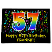 57誕生日-カラフル音楽シンボルRainbow 57 ラージペーパーバッグ (正面)