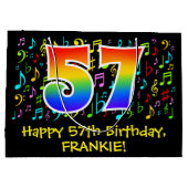 57誕生日-カラフル音楽シンボルRainbow 57 ラージペーパーバッグ (裏面)