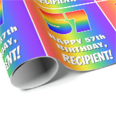 57誕生日: カラフル、おもしろいレインボーパターン# 57 ラッピングペーパー (ロールコーナー)