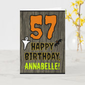 57誕生日:ハロウィ不気味ーンテーマ、名前をカスタムする カード (黄色い花)