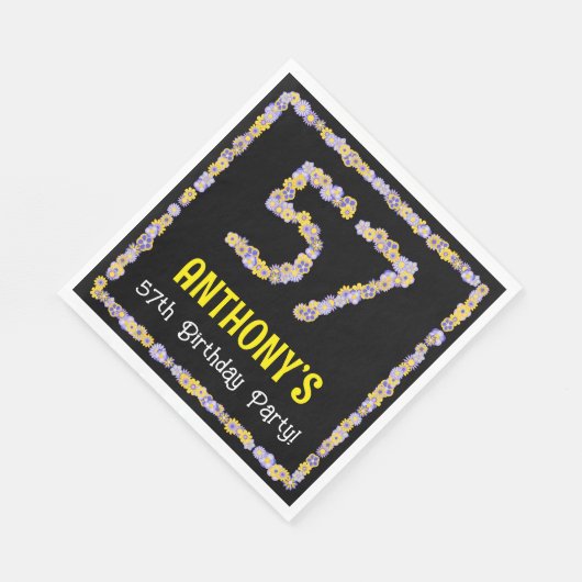 57誕生日:フローラ花数名前をカスタムする スタンダードランチョンナプキン (角)