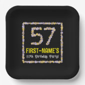 57誕生日:フローラ花数名前をカスタムする ペーパープレート (正面)