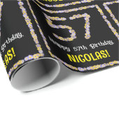 57誕生日:フローラ花数名前をカスタムする ラッピングペーパー (ロールコーナー)